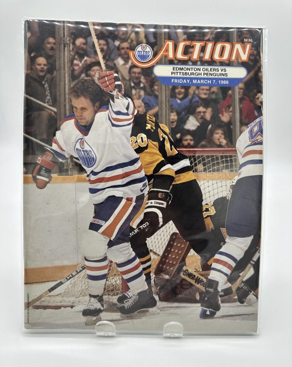 Action Edmonton Oilers Official Program March 7 1986 VS. Penguins